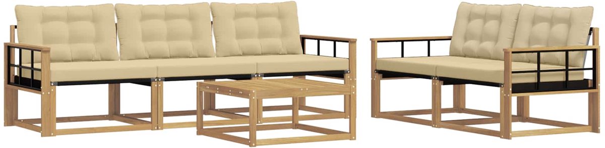vidaXL Buiten - bank - set - 6 - st - Wit - en - Beige Wit en beige