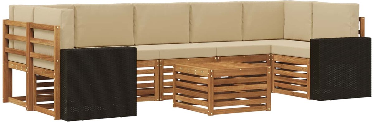 vidaXL Buiten - bank - set - 8 - st - 7-zits - Natuurlijk - en - Beige Natuurlijk en Beige
