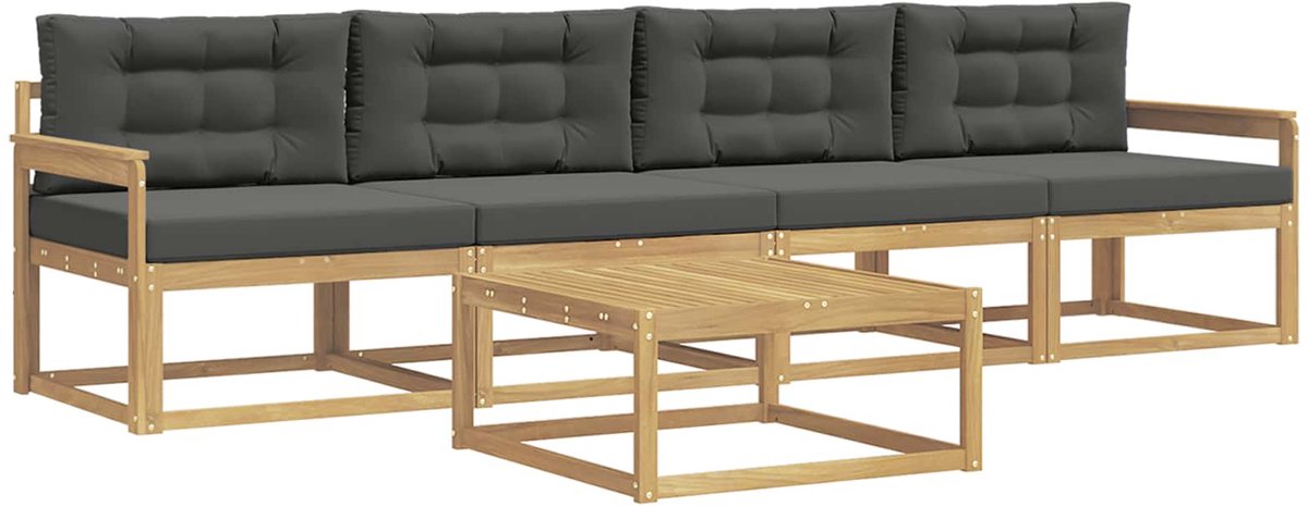 vidaXL Buiten - bank - set - 4 - st - 4-zits - Wit - en - antracietkleurig Wit en antracietkleurig