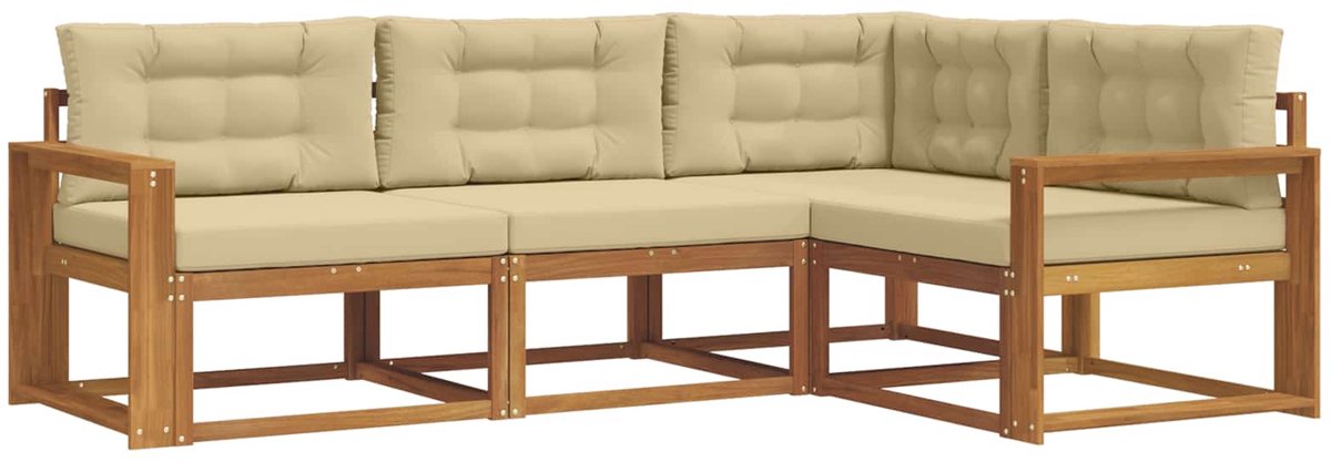 vidaXL Buiten - bank - set - 4 - st - 4-zits - Natuurlijk - en - Beige Natuurlijk en Beige