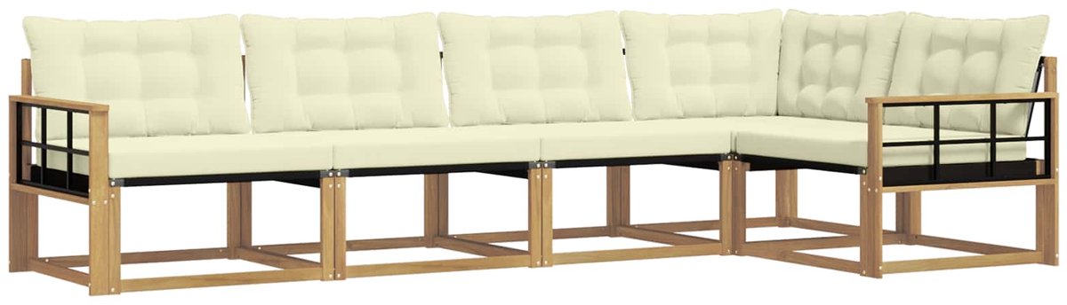 vidaXL Buiten - bank - set - 5 - st - Wit - en - crèmekleurig Wit en crèmekleurig