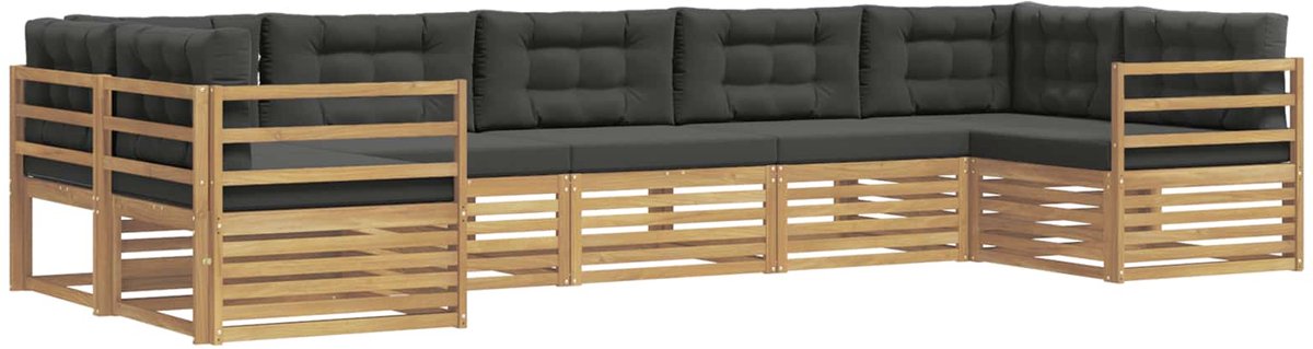 vidaXL Buiten - bank - set - 7 - st - 7-zits - Wit - en - antracietkleurig - Polyester Wit en antracietkleurig