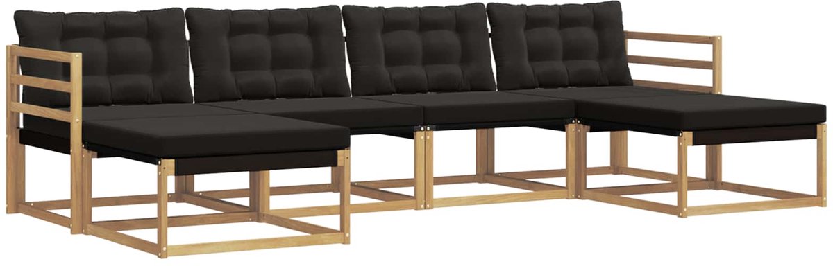 vidaXL Buiten - bank - set - 6 - st - 6-zits - Wit - en - zwart Wit en zwart