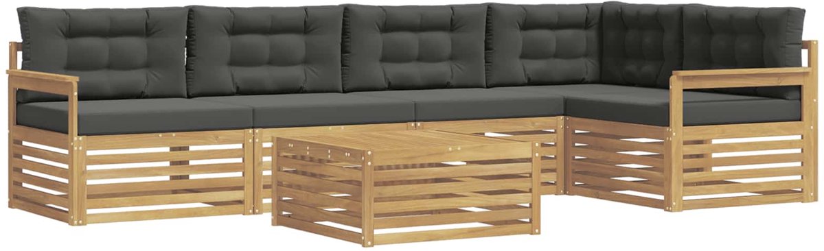 vidaXL Buiten - bank - set - 6 - st - 5-zits - Wit - en - antracietkleurig - Polyester Wit en antracietkleurig