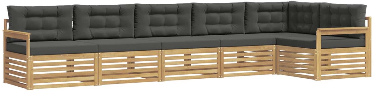 vidaXL Buiten - bank - set - 6 - st - 6-zits - Wit - en - antracietkleurig - Polyester Wit en antracietkleurig