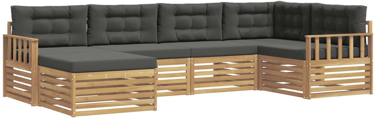 vidaXL Buiten - bank - set - 6 - st - 6-zits - Wit - en - antracietkleurig - Polyester Wit en antracietkleurig
