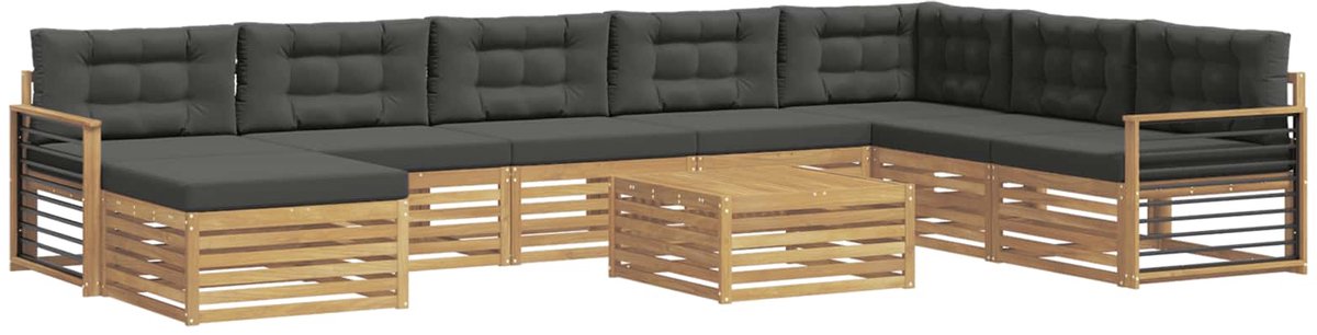 vidaXL Buiten - bank - set - 9 - st - 7-zits - Wit - en - antracietkleurig Wit en antracietkleurig
