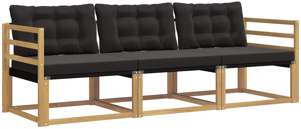 vidaXL Buiten - bank - set - 3 - st - Wit - en - zwart Wit en zwart