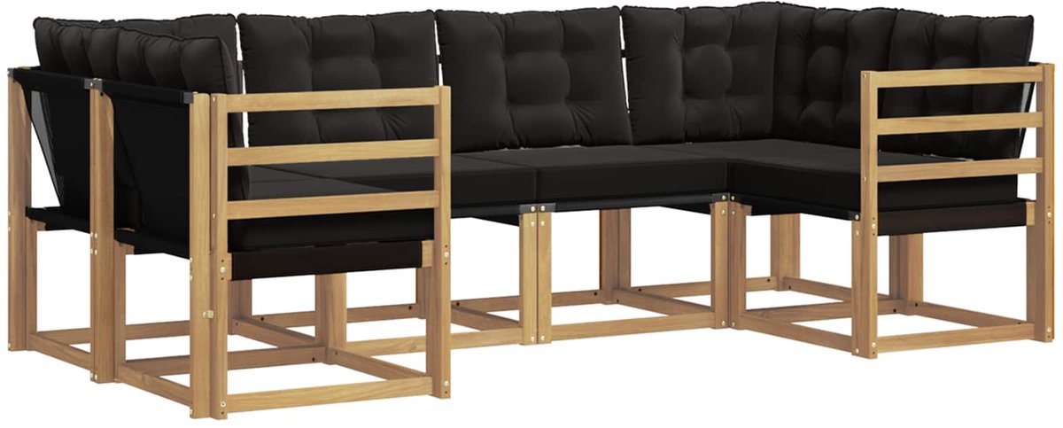 vidaXL Buiten - bank - set - 6 - st - 6-zits - Wit - en - zwart Wit en zwart