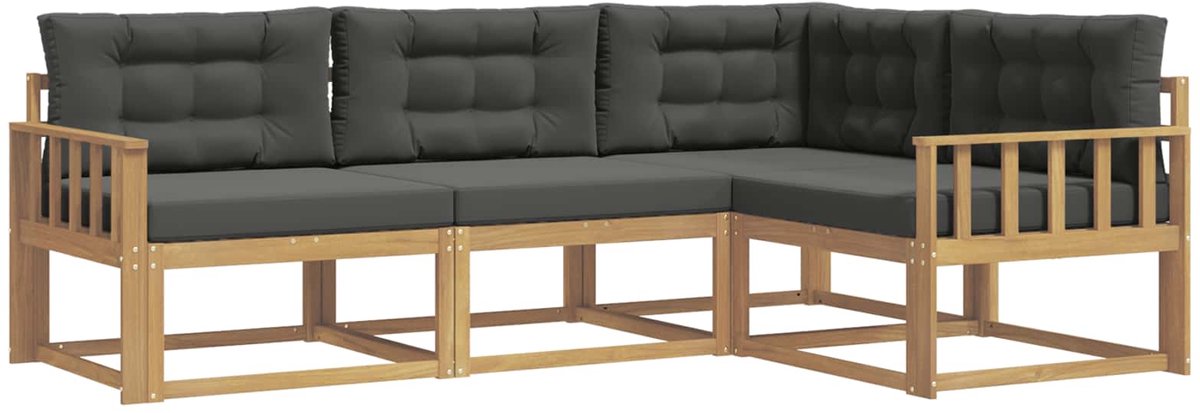vidaXL Buiten - bank - set - 4 - st - Wit - en - antracietkleurig Wit en antracietkleurig