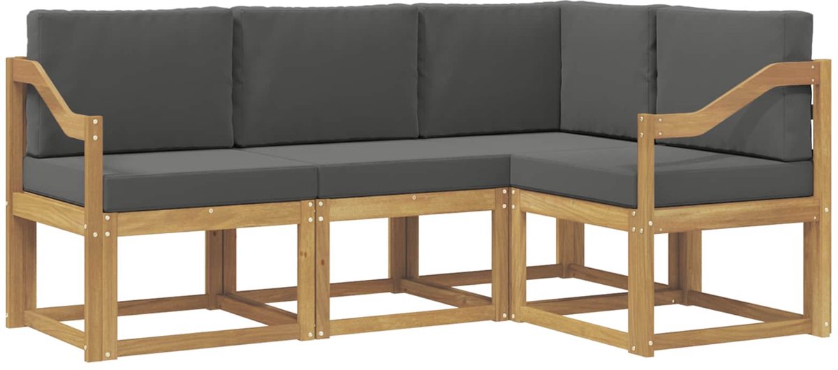 vidaXL Buiten - bank - set - 4 - st - 4-zits - Wit - en - antracietkleurig Wit en antracietkleurig