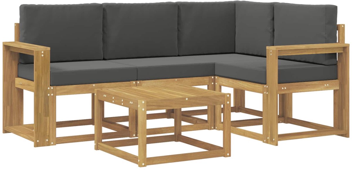 vidaXL Buiten - bank - set - 5 - st - 4-zits - Wit - en - antracietkleurig Wit en antracietkleurig