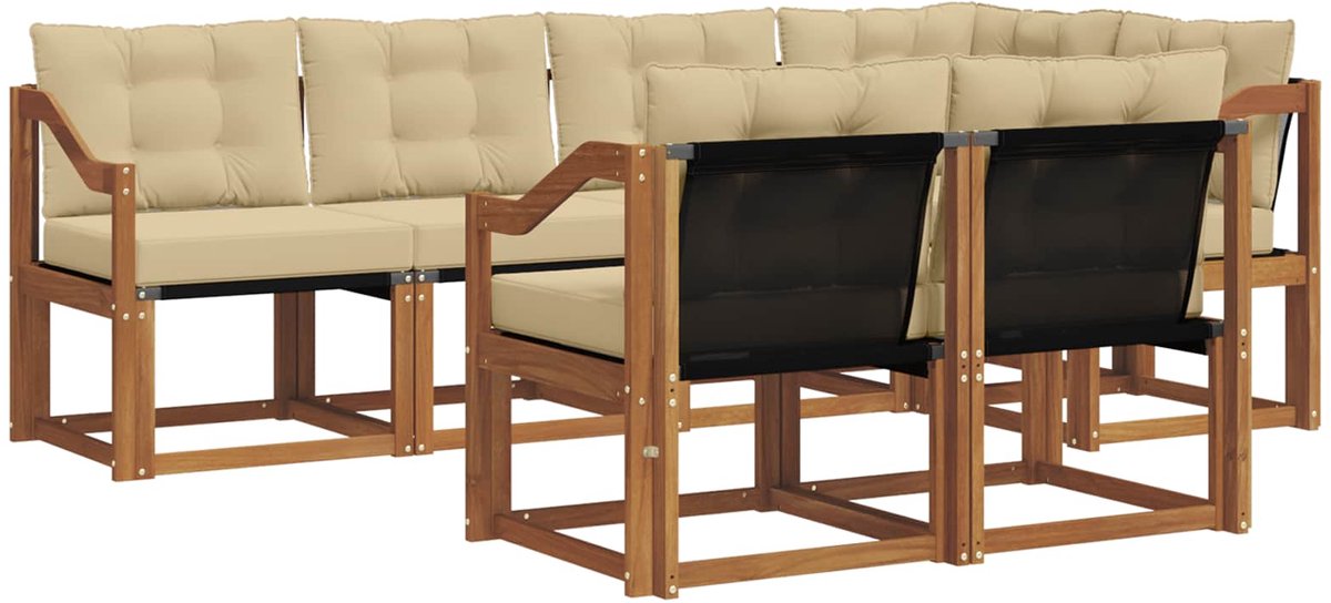 vidaXL Buiten - bank - set - 7 - st - Natuurlijk - en - Beige Natuurlijk en beige