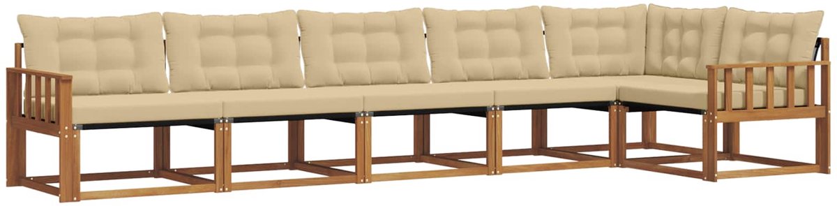 vidaXL Buiten - bank - set - 6 - st - 6-zits - Natuurlijk - en - Beige Natuurlijk en Beige