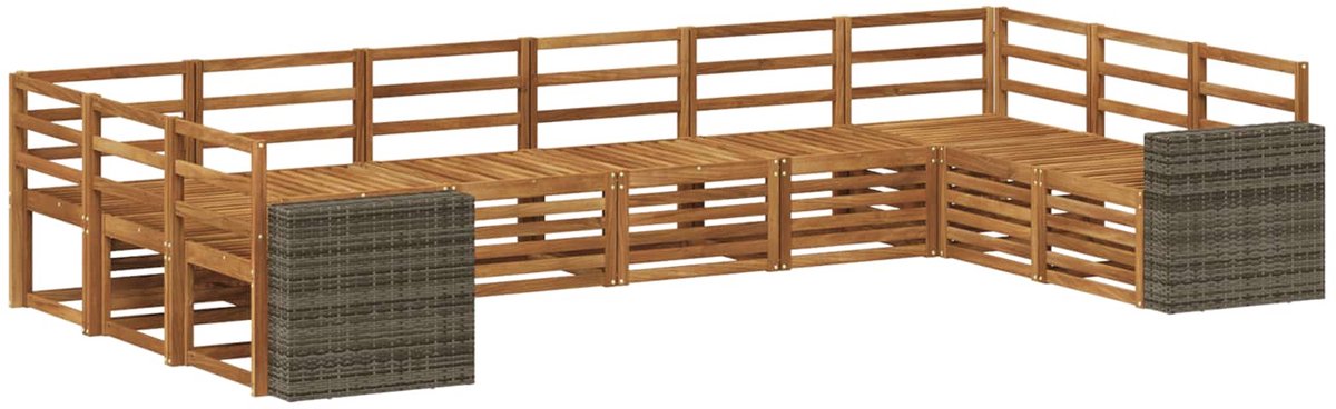 vidaXL Buiten - bank - set - 10 - st - 10-zits - Naturel - Massief - Acacia - Hout