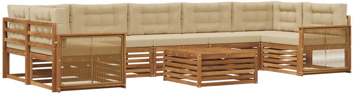 vidaXL Buiten - bank - set - 8 - st - 7-zits - Natuurlijk - en - Beige Natuurlijk en Beige
