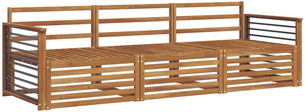vidaXL Buiten - bank - set - 3 - st - Naturel - Massief - Acacia - Hout