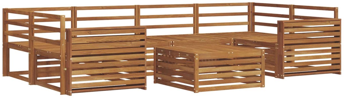 vidaXL Buiten - bank - set - 7 - st - 6-zits - Naturel - Massief - Acacia - Hout