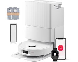 Roborock QV 35S Set-Robotstofzuiger–10000 Pa zuigkracht–Dubbele anti-klitborstels–Slimme obstakelvermijding–Dubbele opklapbare–Draaiende dweilen–Automatisch dweilen–Zelfdrogend–twee stofzuigerzakken en één filter-Wit–Qrevo plus Upgrade