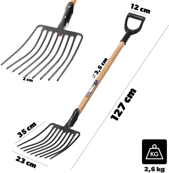 KADAX Stalen vork met D-handvat - Spade, hooi, aardappelen, mest, stenen - zwart van KADAX — afbeelding 5