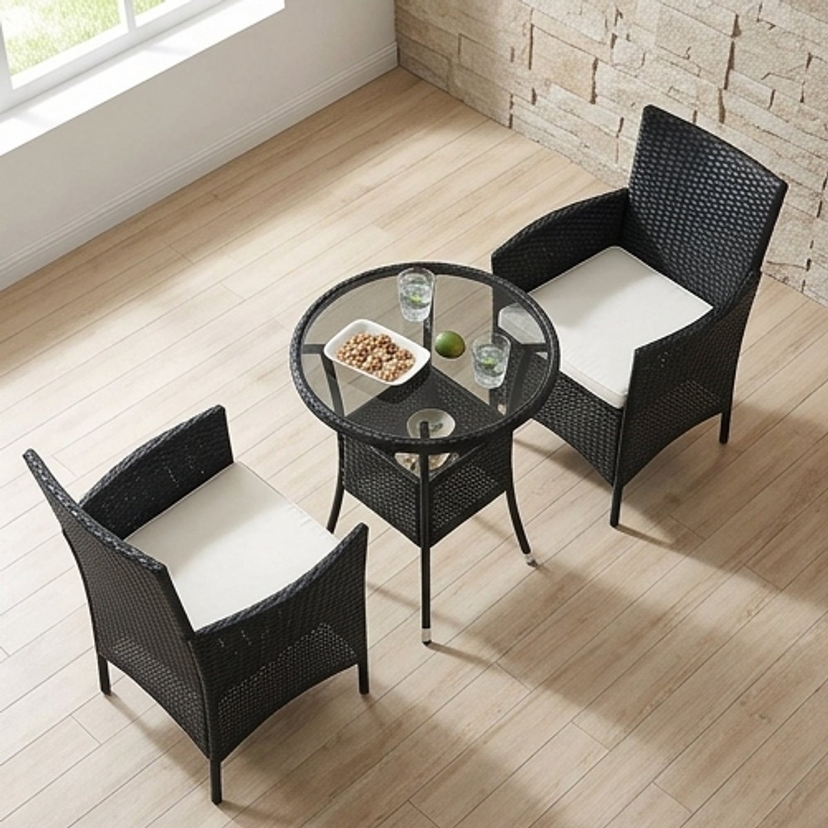 Luxe Poly Rattan Tuinset – Weerbestendig – Zwart – Industrohome