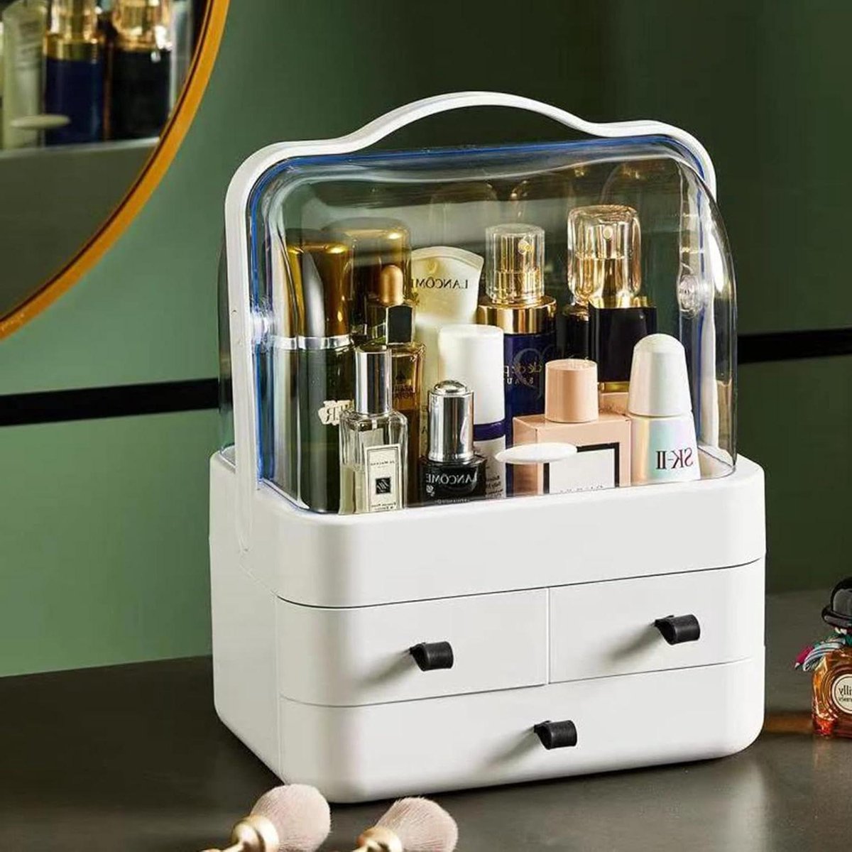 Make-up Organizer - Cosmetica Opberger - Make-up Opbergen - Met Deksel - 27 x 17 x 33 cm - Zwart
