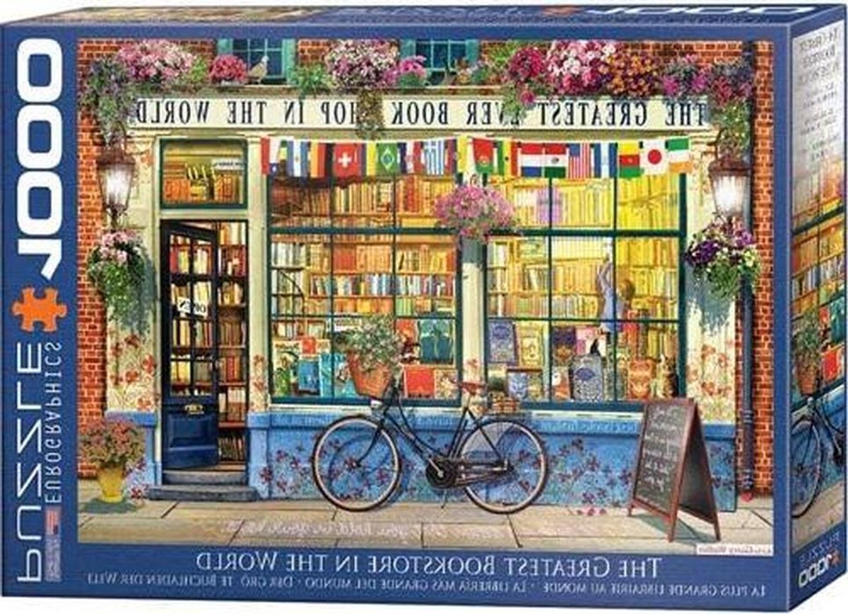 Legpuzzel - Puzzelspel Puzzel - Ontspannen Tijdverdrijf - Deur de Boekwinkel - 68x48 cm - Meerdere Kleuren