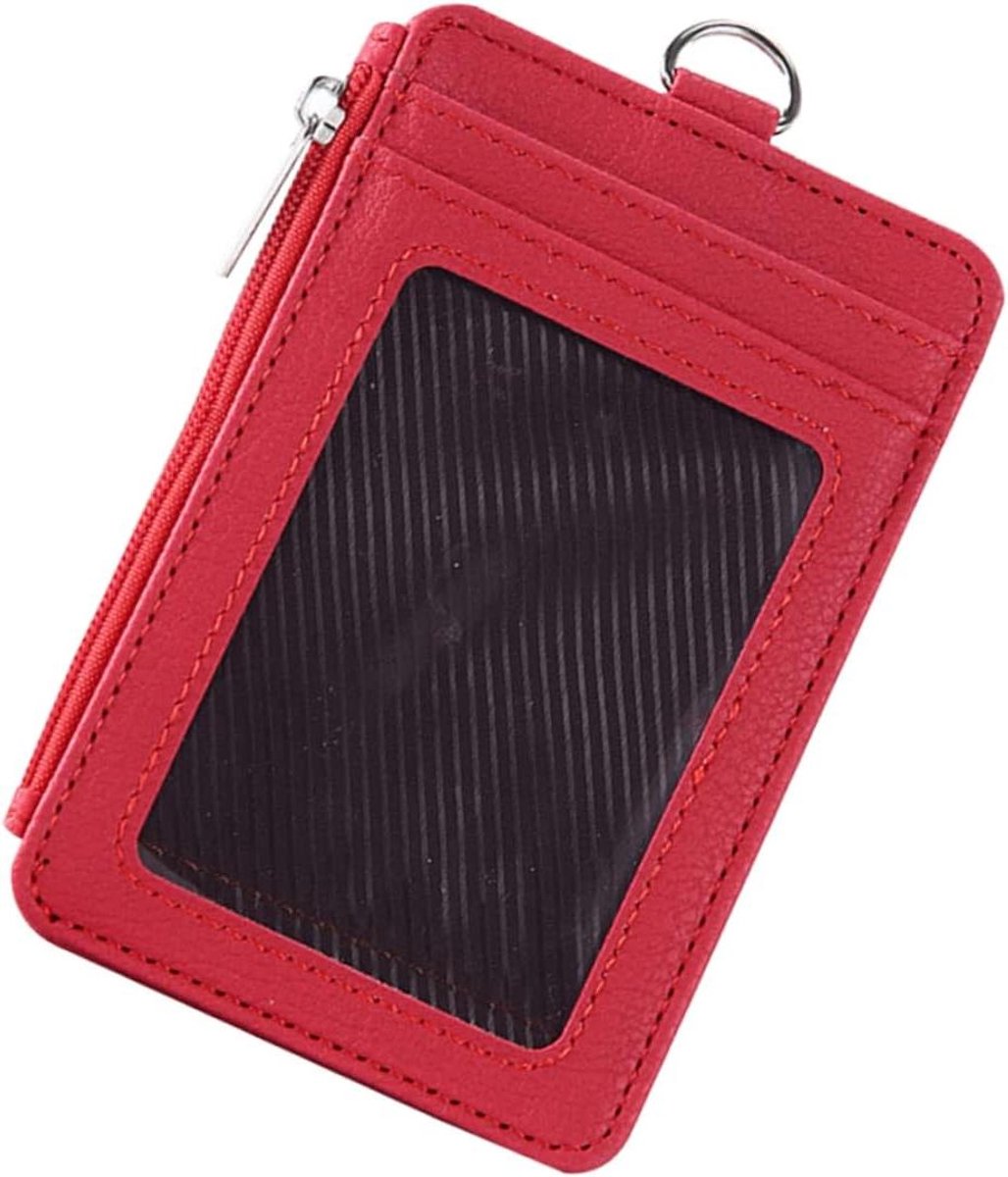 Badgehouder Uitschuifbaar - Naamkaartjes Houder - Snelle Toegang Kaarten - PU Leer Constructie - 8.5 x 5.5 cm - Foto 2