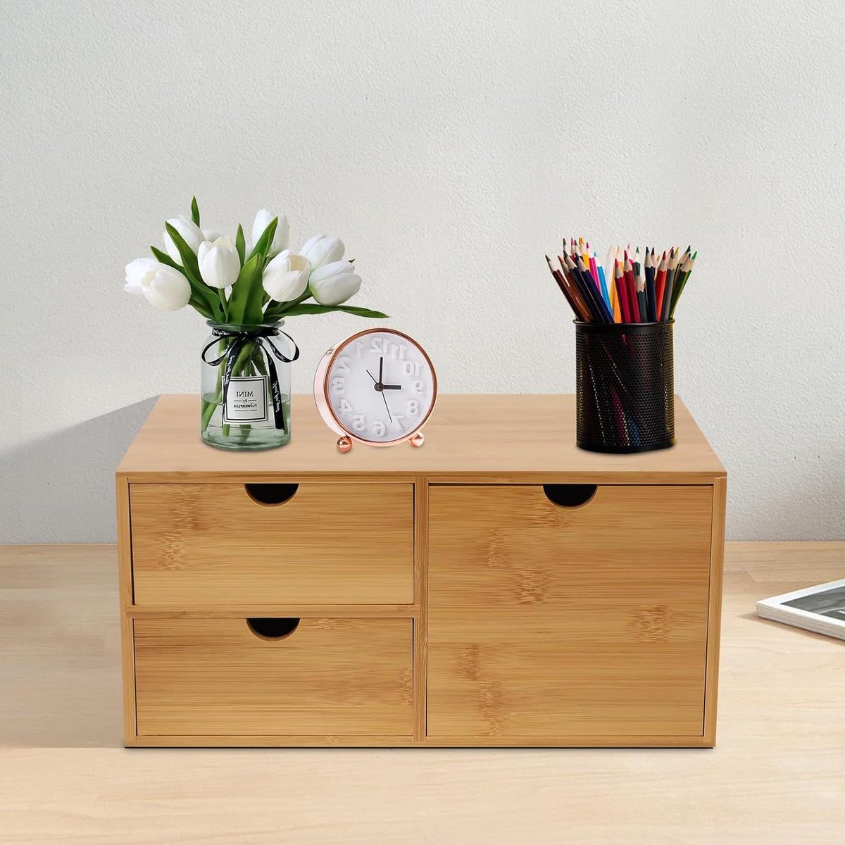 Bureau Organizer - Opberger Lades - Bureau Opruimen - Natuurlijk Bamboe - 33 x 16 cm - Bruin