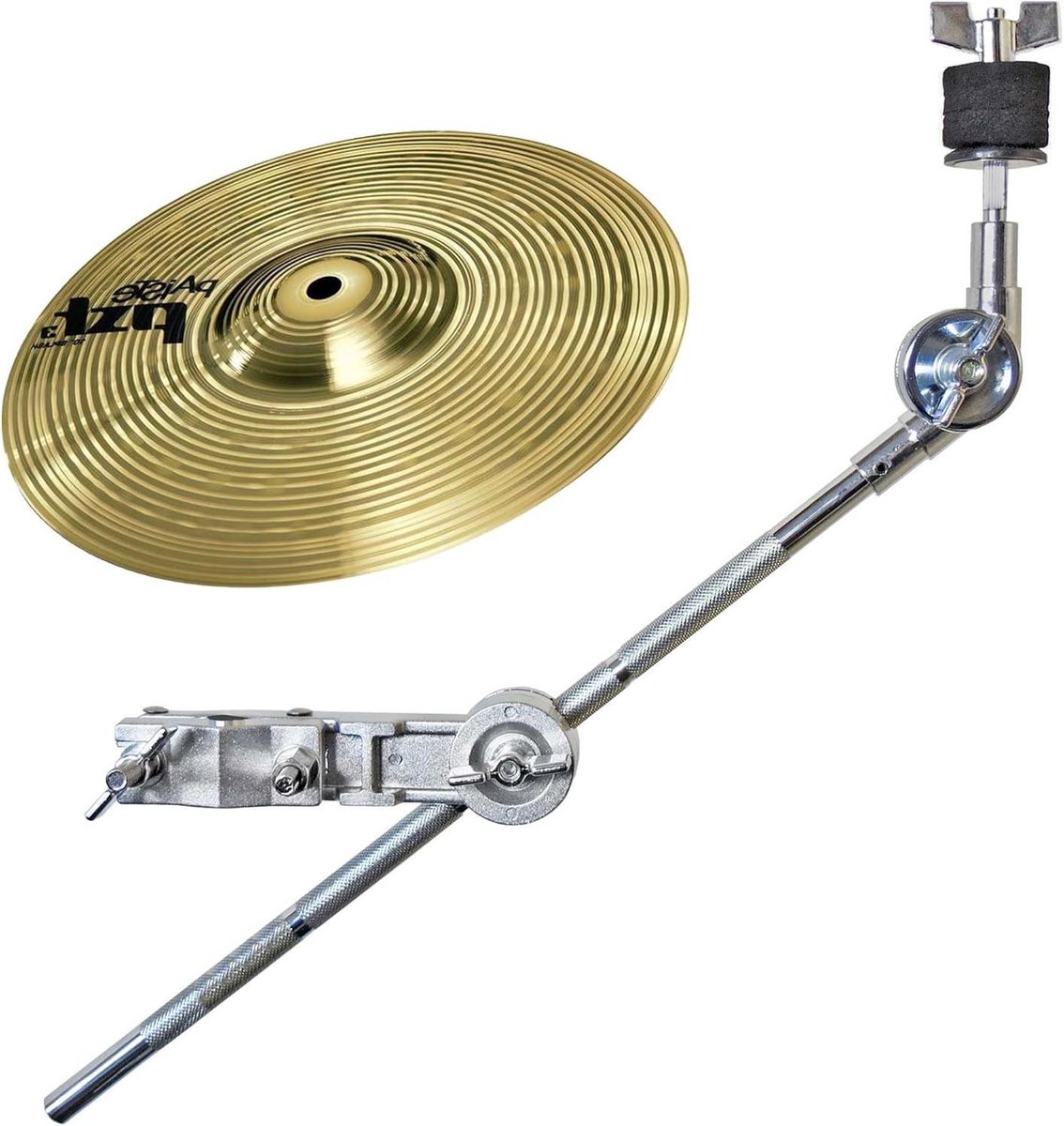 Splash Bekken - Effectbekken Set - Muziek Accenten - Inclusief Bekkenarm - 10 Inch - Naturel