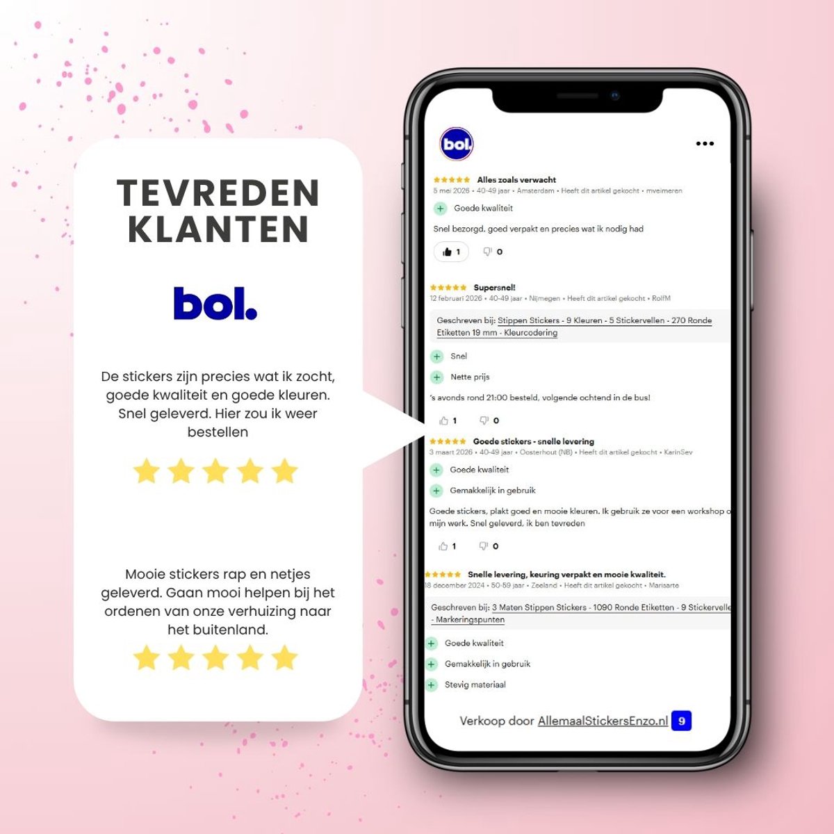 Stippen Stickers - 9 Kleuren - 5 Stickervellen - 270 Ronde Etiketten 19 mm - Kleurcodering — afbeelding 8