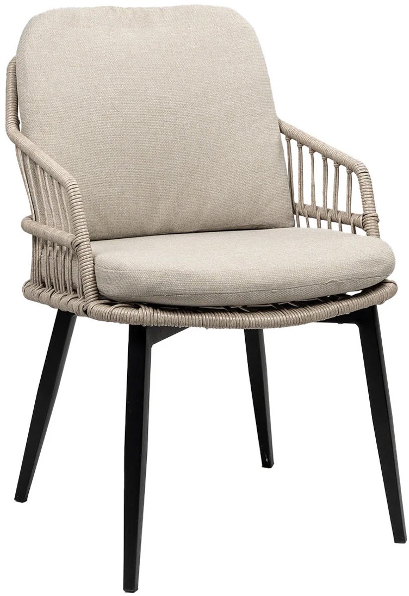 7-delige ronde tuinset | 6 Isabel tuinstoelen (Sand) | ø150cm Cyprus tuintafel (Wood) – foto 8