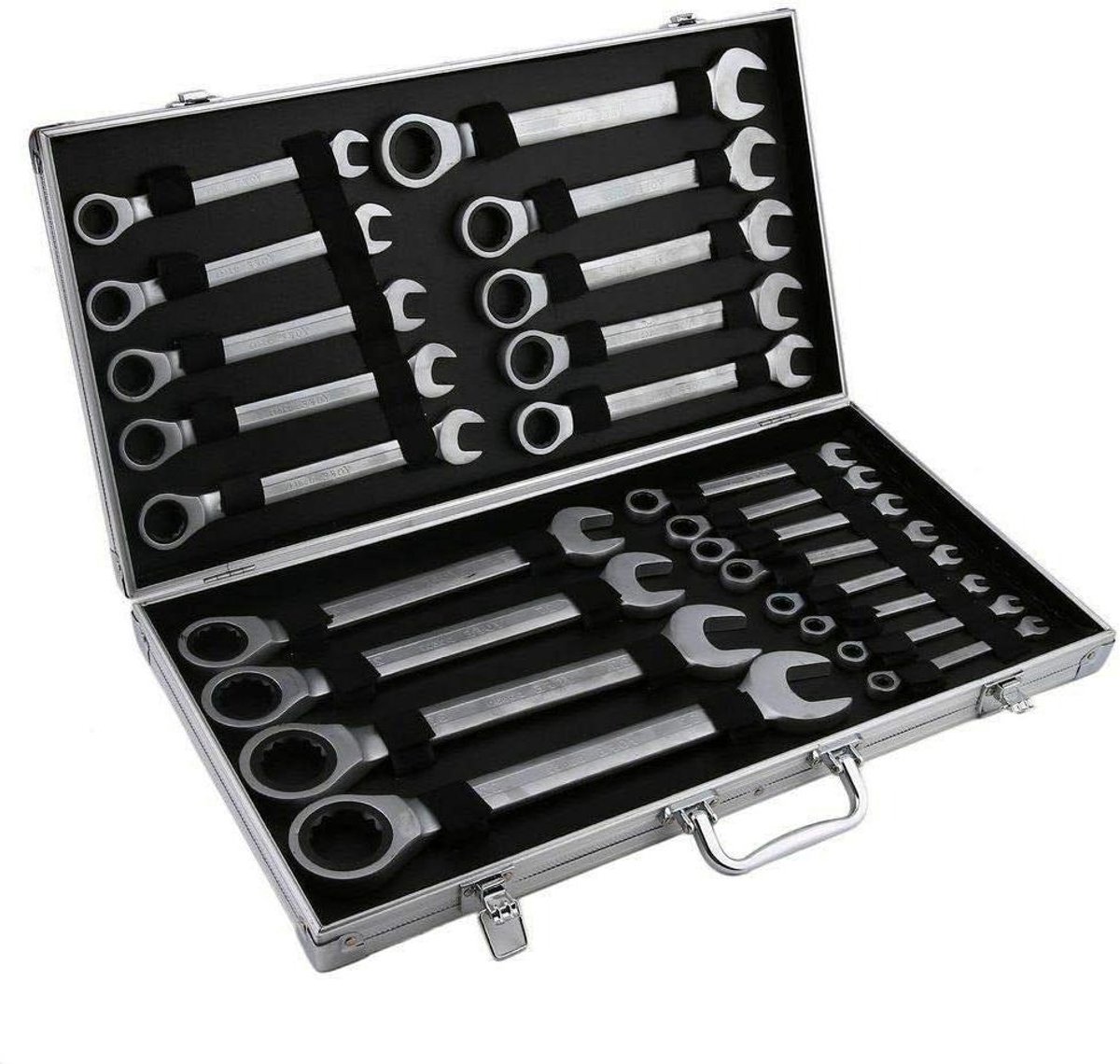 Ratelsleutelset - Ring mond sleutel - Klusklus - Ergonomisch design - 6-32 mm - Zilver