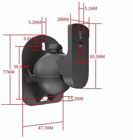 Luidsprekerstandaard - Speaker muurbeugel - Home cinema - Verstelbare hoek - 4 stuks - Zwart — afbeelding 5