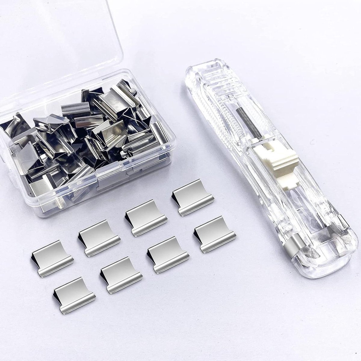 Mini Nietmachine - Bureau Set - Papier Binden - Innovatief Ontwerp - 40 Vellen - Transparant Wit