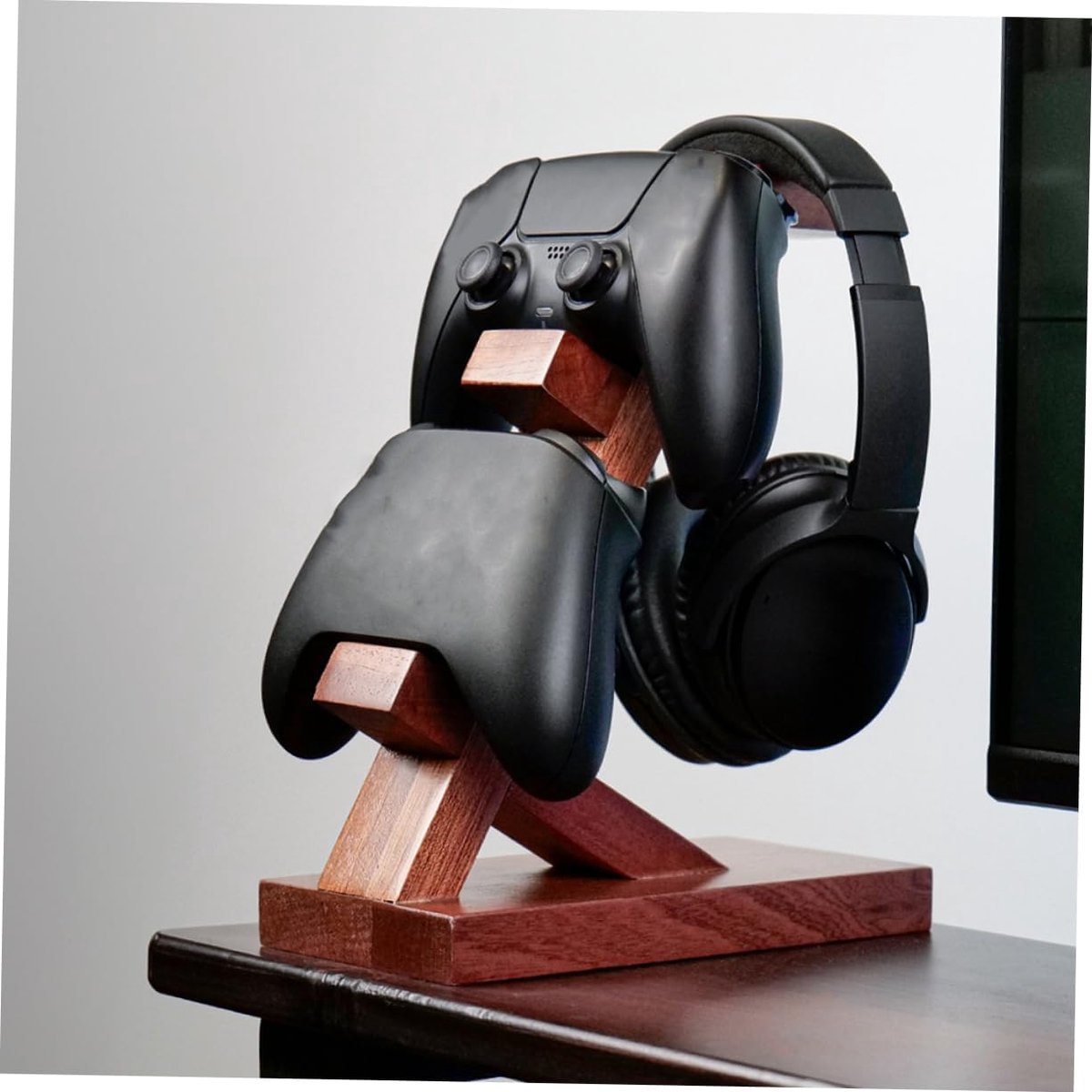 Controller Standaard - Opberghouder Hanger - Gaming Setup - Stevig Hout - 24.5 cm - Bruin — cadeau in Gadgets - foto 4