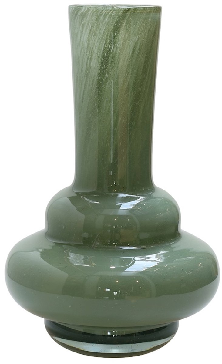 Vase The World Vaas Bolombo Elite | Groen | Mond geblazen glas | Uniek design | Dik zwaar glas | Ø20 x H36 cm