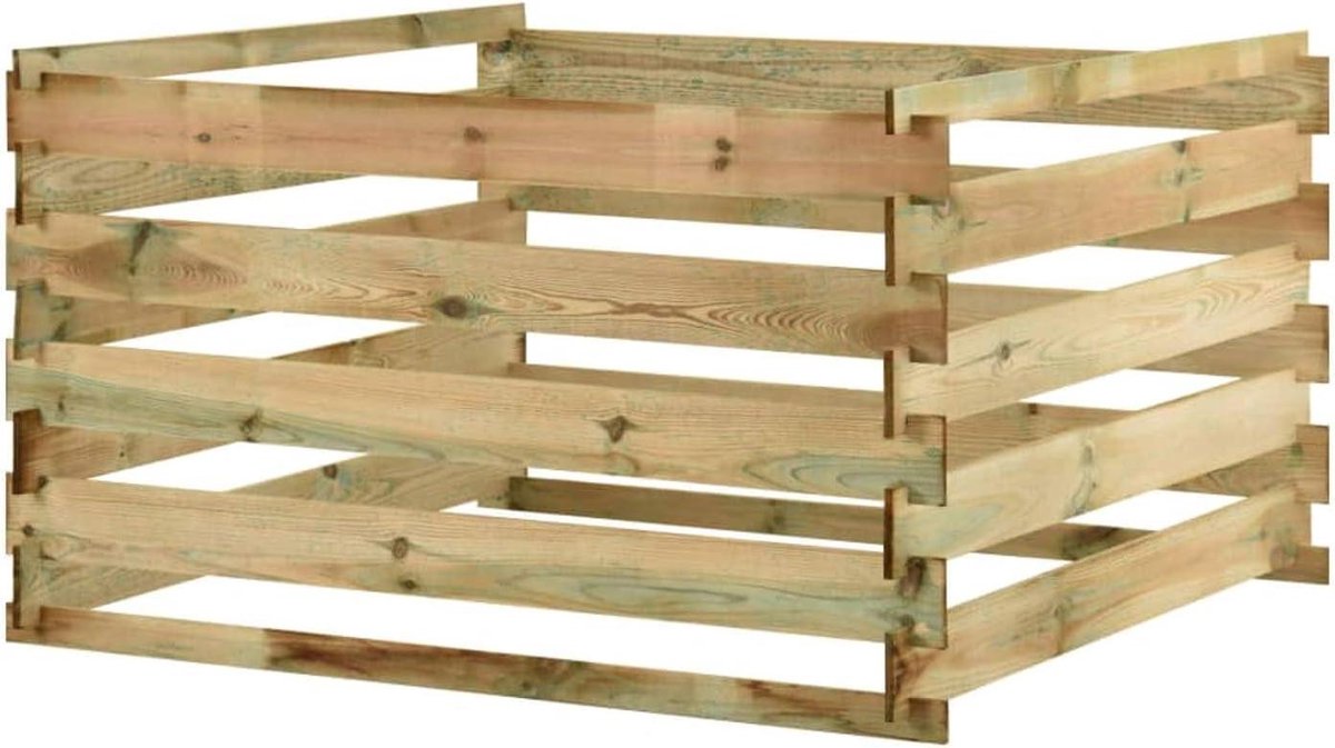 Houten Compostbak - Compostvat Tuin - Afval Verwerken - Geïmpregneerd Grenenhout - 120x120x70 cm - Groen