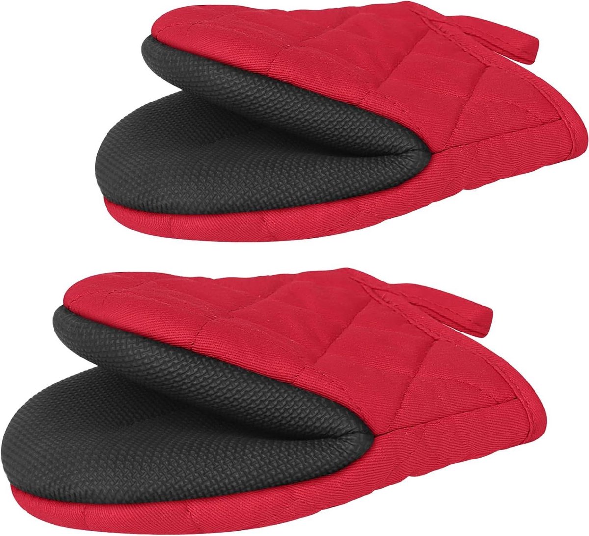 Korte Ovenwanten - Siliconen Keukenhandschoenen - Bakken en Grillen - Hittebestendig tot 260°C - 14 x 17.8 cm - Rood