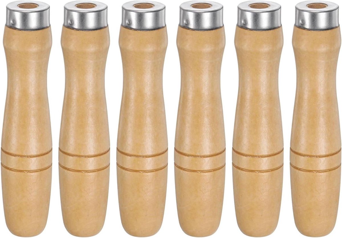 Vijlgrepen Hout - Handvatten Vijlen - Gereedschap Repareren - Ergonomische Antislip Grip - 6 stuks - Natuurlijk Hout