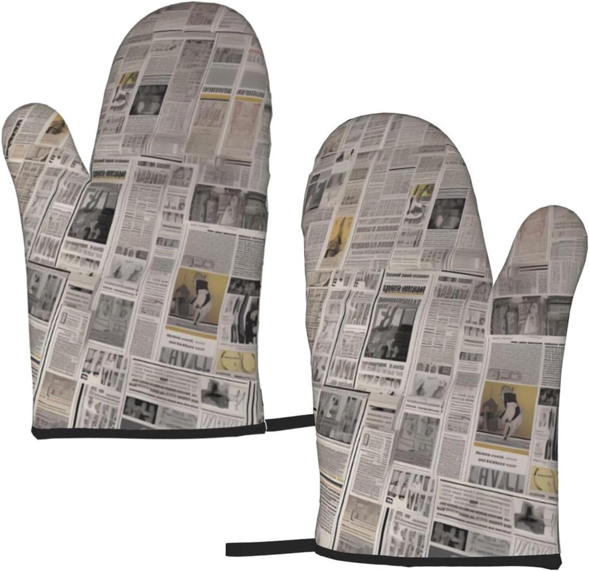 Ovenwanten Set - Keukenhandschoenen Hittebestendig - Veilig Koken - Antislip Buitenkant - 27.9 x 15 cm - Zwart