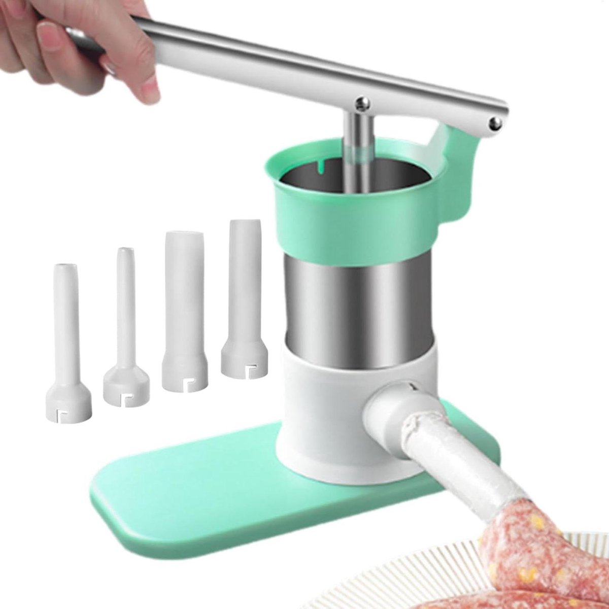 Worstvuller - Vleesvuller - Zelf worst maken - Roestvrij staal - 25 x 11.5 x 20.5 cm - Wit