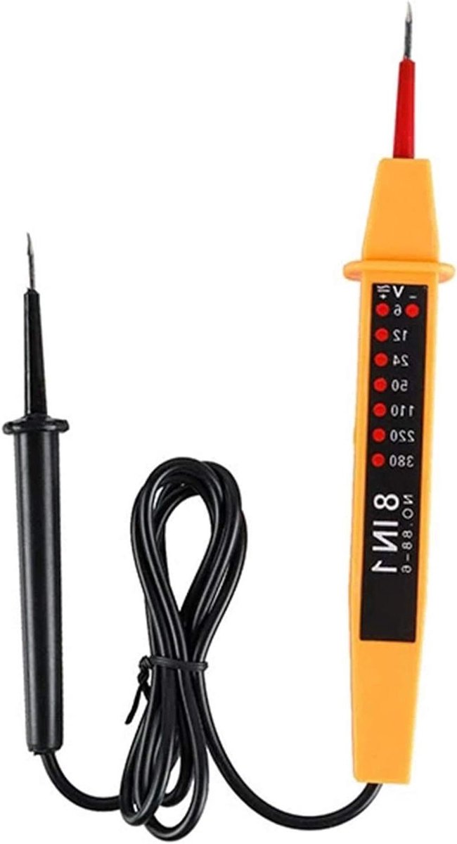 Spanningsmeetapparaat - Test Pen - Stroom Meten - 8-in-1 Functies - 6-380V - Zwart Oranje