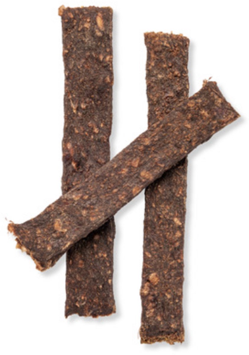 Premium Vleesstrips van Hert (150gr) – 12cm – Hypoallergene Hondensnack – Graanvrij & Glutenvrij – Zachte Wildvleesrepen