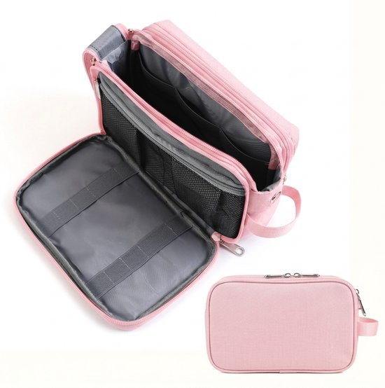 VeryGoods™ Toilettas Dames - Toiletzak met Haak 4L - Waterafstotend & Georganiseerd - Reis Toilettassen Mannen & Heren - Roze