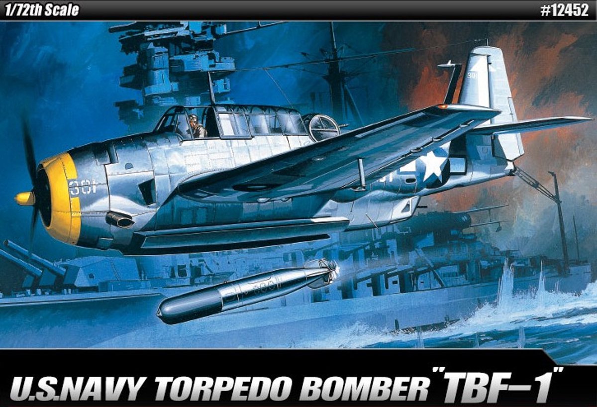 Academy Modelbouwpakket Vliegtuigen - 12452 Grumman TBF-1 Avenger Torpedo Bomber WWII - Amerikaans Propellervliegtuig Plastic - 1:72 - Modelbouw