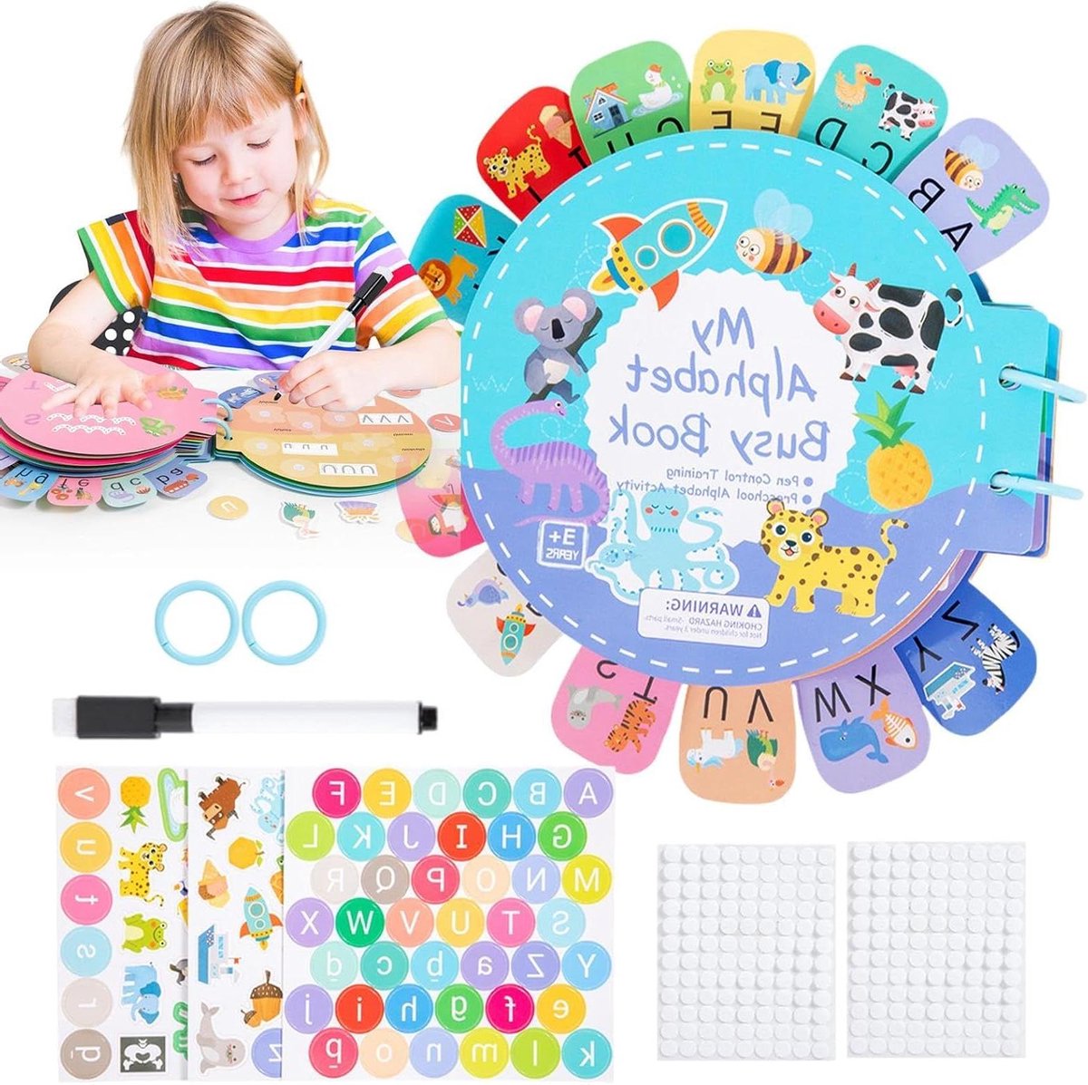 Alfabet Puzzel Boek - Educatief Speelgoed - Cognitieve Ontwikkeling - Interactieve Puzzels - 27 x 27 x 0.1 cm - Meerkleurig