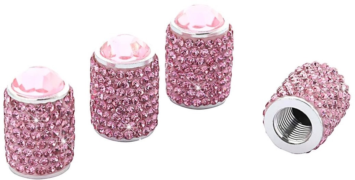 Dailygoods - Set van 4 Bling Ventieldoppen voor Auto