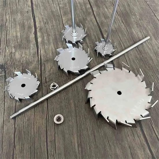 Roestvrijstalen Roerder Set - Dispersieschijf Met Staaf - Materiaalmenging Industrie - Gepolijst 304 RVS - 30-180mm - Zilverkleurig — afbeelding 5