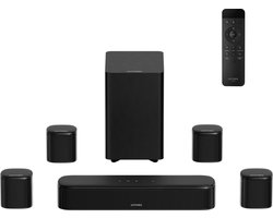 ULTIMEA Aura serie 7.1-kanaals soundbar met 4 surroundluidsprekers, subwoofer, app-bediening, Bluetooth 6.0, HDMI/OPT/AUX, 350 W, Zwart